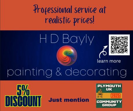 Promotional advertisement for H D Bayly painting and decorating services with a discount offer.